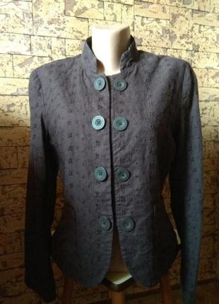 Льняной пиджак жакет из льна 100% лён прошва ришелье шитье от betty jackson ☕ наш 42-44рр