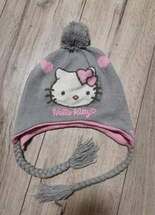 Hello kitty детская зимняя шапка-ушанка для девочки