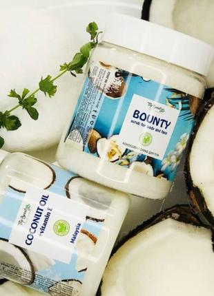 Натуральне кокосове масло для волосся та тіла +скраб1 фото