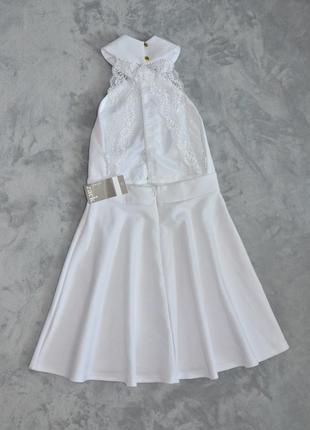 Красивое белоснежное платье с открытой спиной и кружевными вставками от john zack4 фото