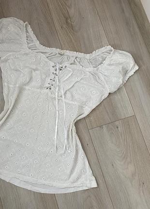 Летняя легкая блуза футболка с прошвы1 фото