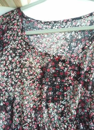 Напівпрозора блузка - туніка в квітковий принт4 фото