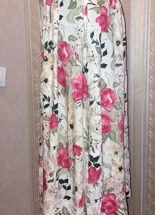 Летняя юбка миди-макси на пуговицах, цветочный принт3 фото