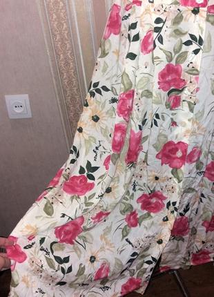 Летняя юбка миди-макси на пуговицах, цветочный принт4 фото