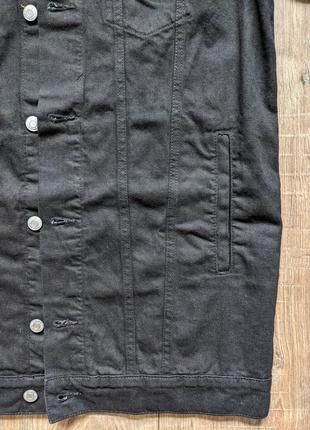 Джинсова довга оверсайз куртка сорочка стильна модна денім темна бавовна7 фото