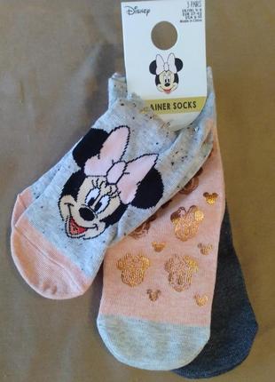 Набір з 3-х пар шкарпеток disney minnie mouse. розмір 37/42. usa 6-10