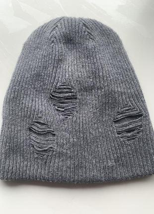 Стильна дитяча двостороння  шапка, з дирами