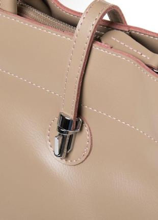 Женская кожаная сумка / сумка из натуральной кожи коричневая , бежевая / сумка деловая женская2 фото