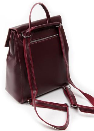 Жіноча великий шкіряний рюкзак колір бордо/ винний3 фото