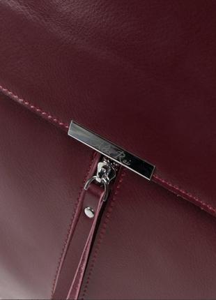Женская большой кожаный рюкзак цвет бордо/ винный4 фото