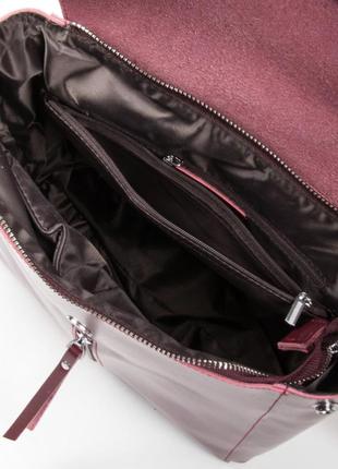 Жіноча великий шкіряний рюкзак колір бордо/ винний2 фото