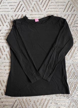 Черная футболка с длинным рукавом, лонгслив для девочки