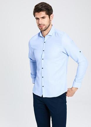 Блакитна чоловіча сорочка lc waikiki/лс вайкікі з синіми ґудзиками. фірмова турція