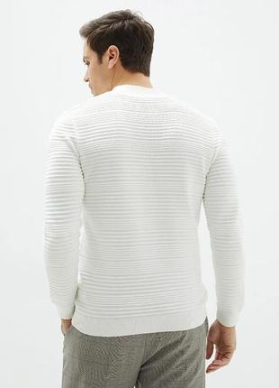 Білий чоловічий светр lc waikiki/лз вайкікі з коміром-стійкою на блискавці. фірмова туреччина3 фото