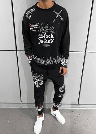 Якісний чоловічий спортивний костюм / стильні чоловічі костюми чорного кольору