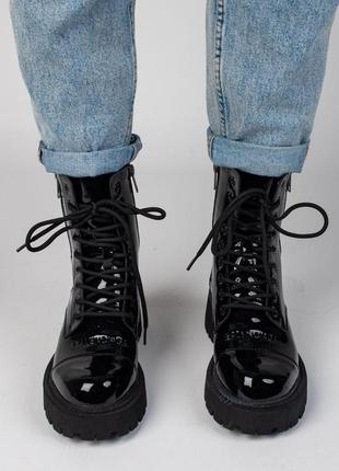 Жіночі ботінки  balenciaga boots tractor black patent fur lacquer 2 (лак, хутро)

 женские ботинки  баленсияга