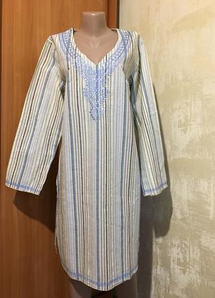 Бавовняна туніка,сорочка з вишивкою і розрізами!!