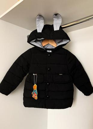 Куртка детская демисезонная на осень с капюшоном ушки на девочку зайчик2 фото