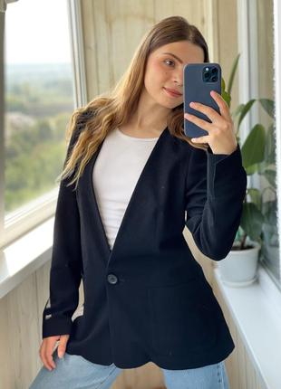 Чорний подовжений жакет піджак 1+1=3