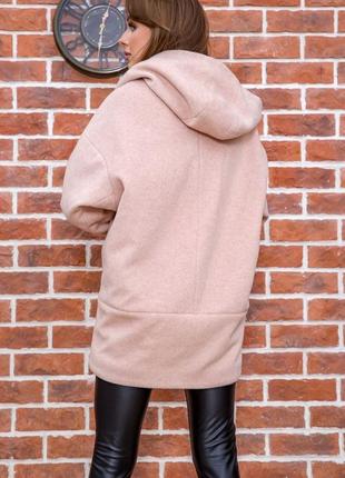 Кашемировое oversize худи-пальто с капюшоном5 фото