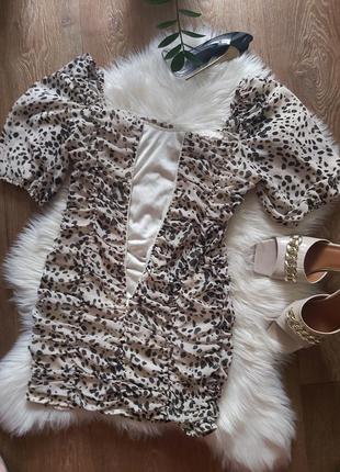 Сукня сарафан з драпіруванням міні об'ємні рукава2 фото