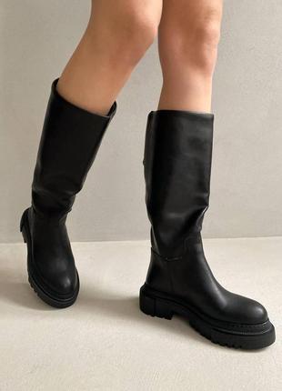 Жіночі  ботінки  gia boots black женские ботинки  чёрные