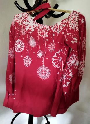 Блуза червона новорічна3 фото