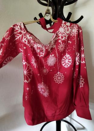 Блуза червона новорічна2 фото