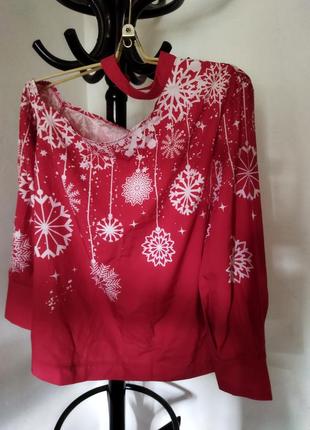 Блуза червона новорічна1 фото
