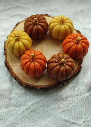 Набір із трьох свічок гарбуз, гарбузик, свічка гарбуз, у формі гарбуза