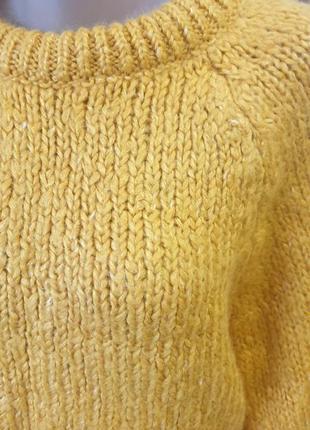 Желтый свитер шерсть пуловер акрил zara knit3 фото