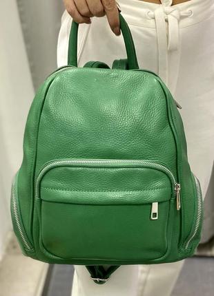 Рюкзак зелений яскравий рюкзак шкіряний італійський рюкзак рюкзак зелёный яркий