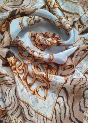 Красивый шелковый шарф платок в стиле hermes , шов роуль