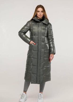 Женская теплая зимняя удлиненная куртка фабричная