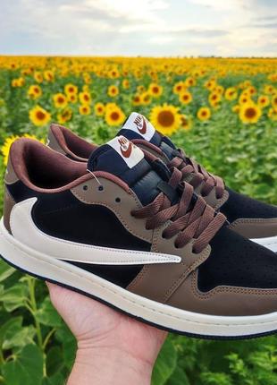 Чоловічі кросівки nike air jordan 1 low brown travis scott