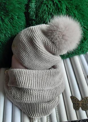 Теплий комплект шапка+шарф