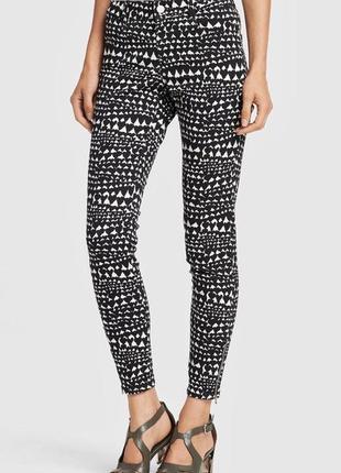 H&m stretch waist skinny leg black/white heart print pants women's оригинал скинии лосины