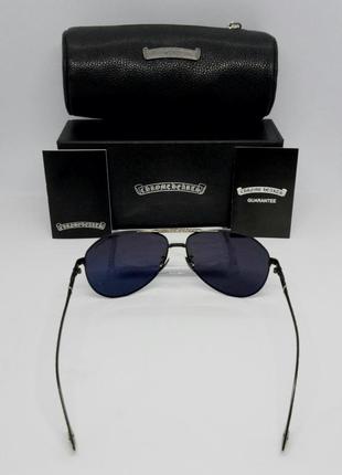 Chrome hearts стильные мужские солнцезащитные очки капли черные с золотом поляризированные4 фото