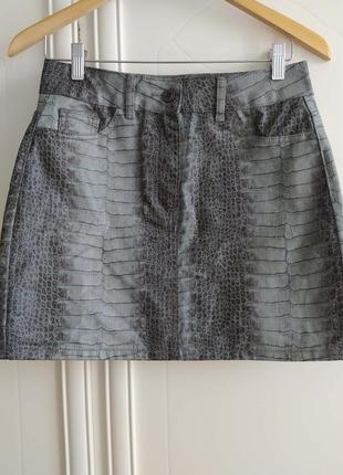 Спідниця, коротка, еко кожа, принт рептилії
