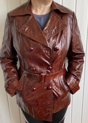 Куртка пиджак натуральная лакированная кожа