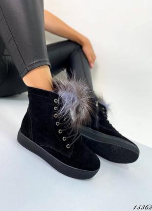 Жіночі черевики з хутром  натуральна замша