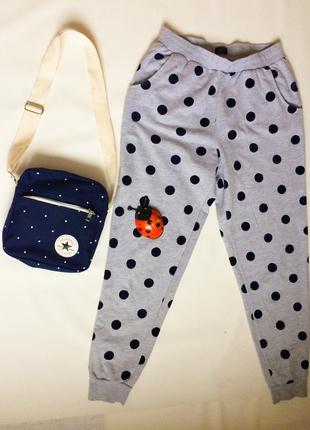 Жіночі теплі спортивні штани сірі в горох