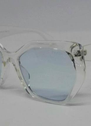 Prada очки женские солнцезащитные голубые в прозрачной оправе