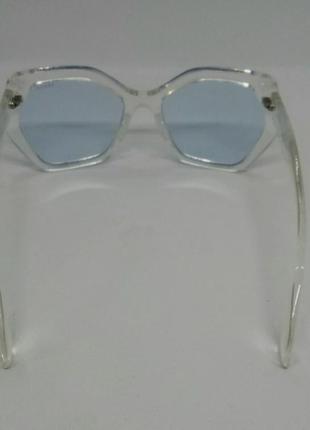 Prada очки женские солнцезащитные голубые в прозрачной оправе6 фото