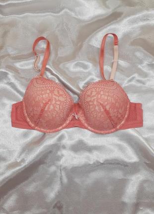 Идеальный розовый кораловый кружевной винтажный секси сексуальный пудровый бюстгальтер лифчик с мягкими паролоновыми чашками без пушапа чашка в1 фото