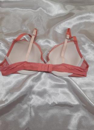 Идеальный розовый кораловый кружевной винтажный секси сексуальный пудровый бюстгальтер лифчик с мягкими паролоновыми чашками без пушапа чашка в5 фото