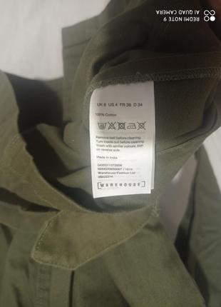 Бавовняна джинсова щільна подовжена куртка зелена хакі без підкладки бавовна мілітарі6 фото