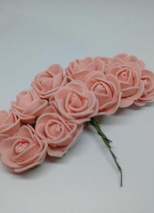 Рози з фоамірану, 12 шт. в упаковці, діаметр 2-2,5 см персик