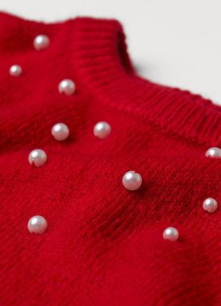 Теплый вязаный свитер джемпер h&m с бусинками на девочку світер свитшот2 фото