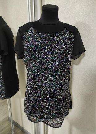 Майка блуза в паєтки блискуча redherring святкова ошатна топ